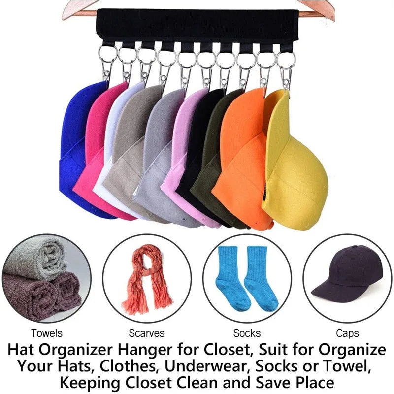 Foldable Baseball Hat Hanger Steel Clips 10 Clips