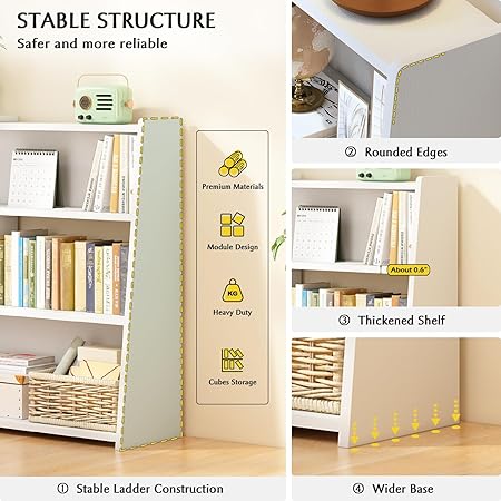 Extendable 3-Tier Ladder Bookshelf